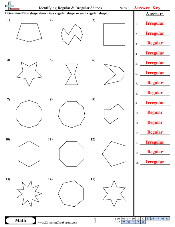  - Identifying Regular and Irregular Polygons worksheet